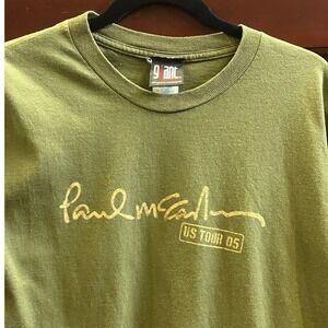 Paul McCartney US Tour 05 T-Shirt Mens Large Olive Green Giant Band Tee 2005